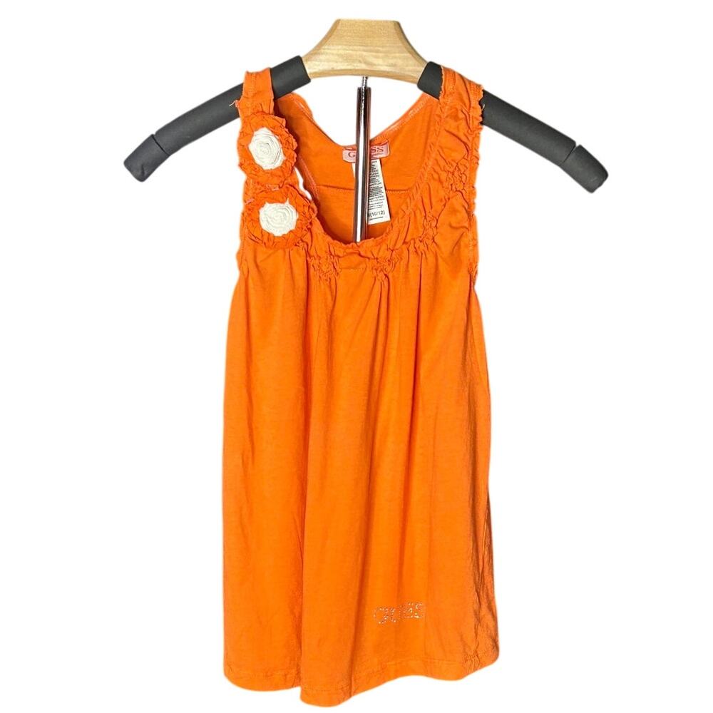 Guess Orange with white floral embellishments on shoulder strap girls med 10/12